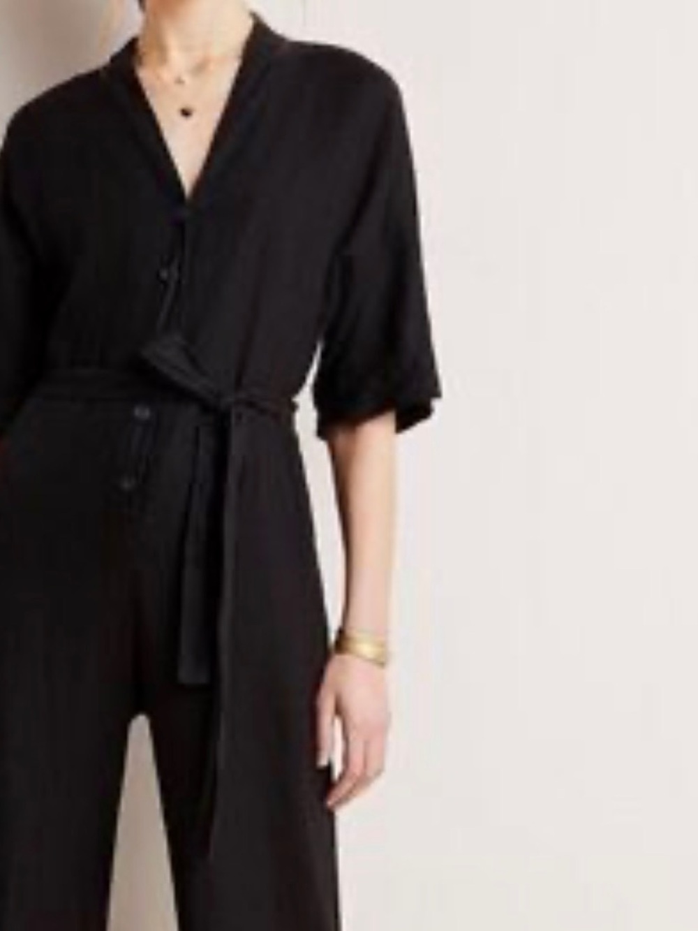 Velvet by Graham & Spencer Black Linen Jumpsuit wide leg